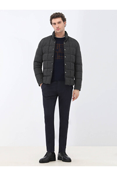 Kip Anthracite Regular Fit Stand Collar Casual Woven Coat