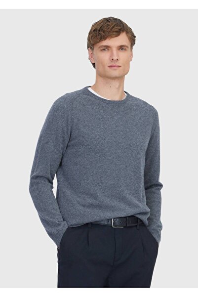 Ramsey Medium Gray Crew Neck Plain Knit 100% Cashmere Knitwear Sweater