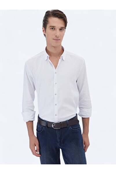 Kip Πουκάμισο με κανονική εφαρμογή σε λευκό βαμβακερό μείγμα