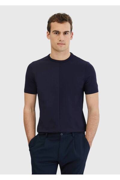 Ramsey Tricotaj jacquard bleumarin cu decolteu