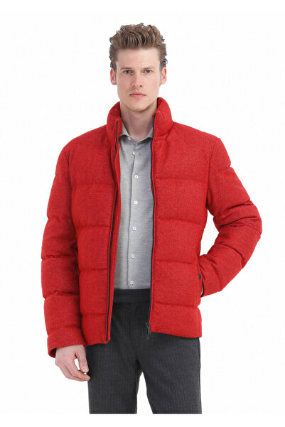 Ramsey Red Regular Fit Stand Collar Casual Woven Coat