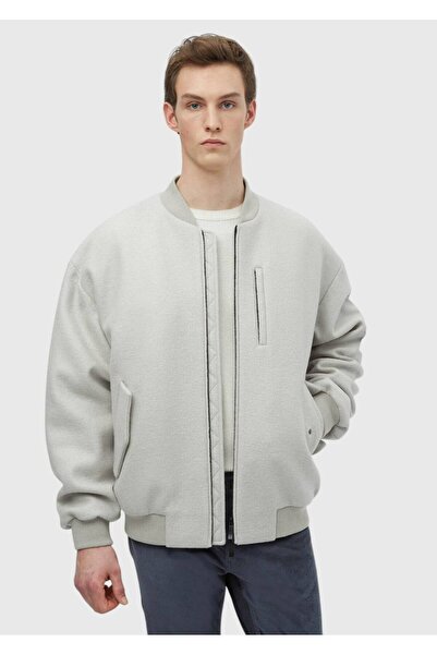 Ramsey Ecru Oversize Fit Stand Collar Casual Woven Coat