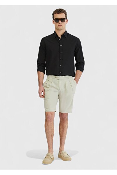 Ramsey Μαύρο ίσιο πουκάμισο Casual Fit Woven Casual 100% βαμβάκι