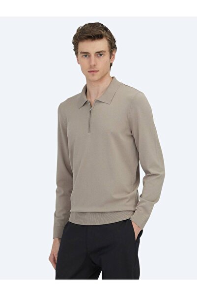 Kip Πλεκτό πουλόβερ με ανοιχτό βιζόν πόλο με μασίφ πλεκτό