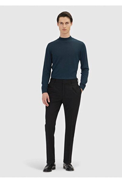 Ramsey Black Woven Regular Fit Casual 100% Wool Trousers