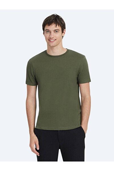 Kip Tricou kaki cu gât simplu, 100% bumbac