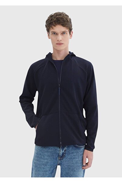 Ramsey Lacivert Kapüşonlu Düz Sweatshırt