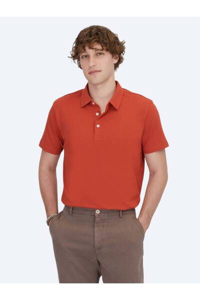 Kip Μπλουζάκι με γιακά πόλο κανέλας από βαμβακερό μείγμα