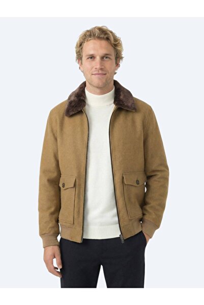 Kip Camel Hair Shirt Collar Casual Woven Coat