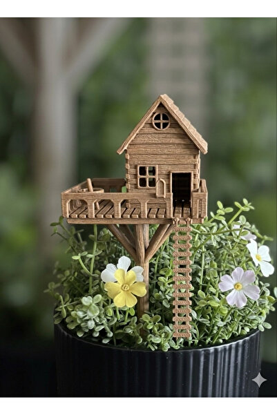 Home Ağaç Ev Saksı Bitki Süsü, Şık Dekor, Bahçe Balkon Biblosu
