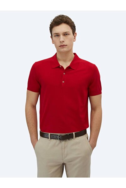 Kip Κόκκινο πλεκτό πλεκτό κλιμακωτό πλεκτό με λαιμόκοψη πόλο