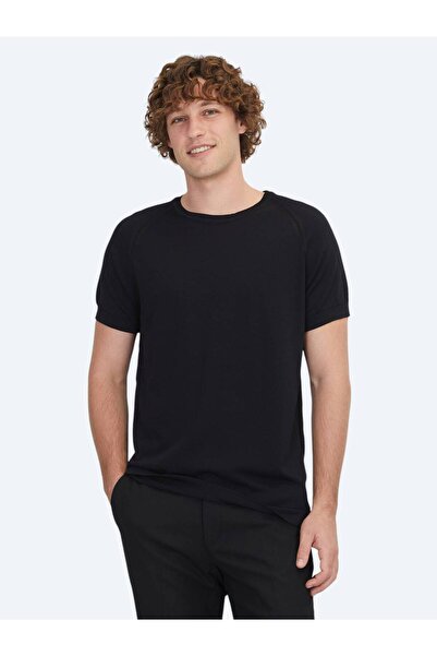 Kip Black Crew Neck Jacquard Knitwear