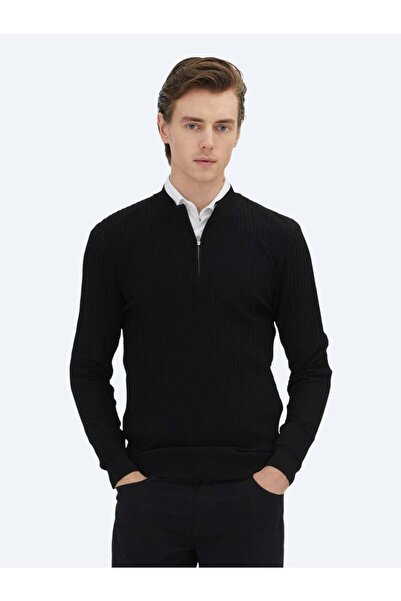 Kip Black Half Turtleneck Patterned Sweater Sweater
