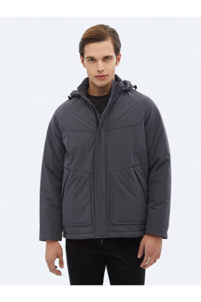 Kip Palton țesut casual gri Regular Fit