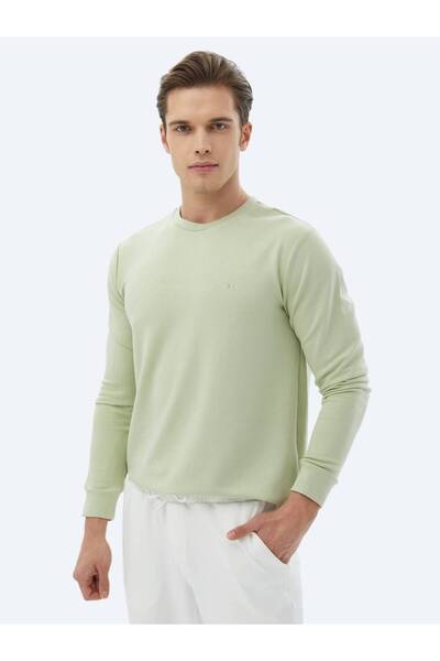 Kip Hanorac cu decolteu rotund cu imprimeu verde deschis