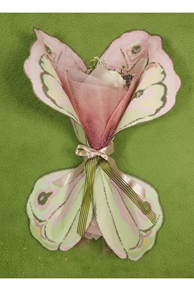 Lion Moon Flowers Kelebek Tasarımlı Yapay Çiçek Buketi – Pembe Özel Tasarım D...