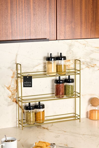 Edora Home Raft suspendabil pe perete din aur cu 3 niveluri, suport pentru co...