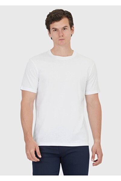 Ramsey White Plain Crew Neck 100% Cotton T-Shirt