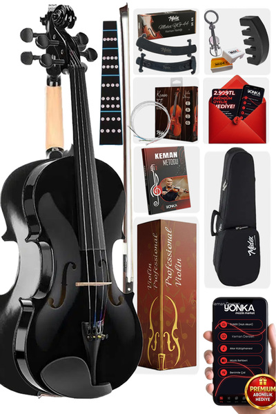 Midex Hga44bk-tys Full Siyah Set Keman 4/4 (YASTIK REÇİNE ÇANTA YEDEK TEL SUS...