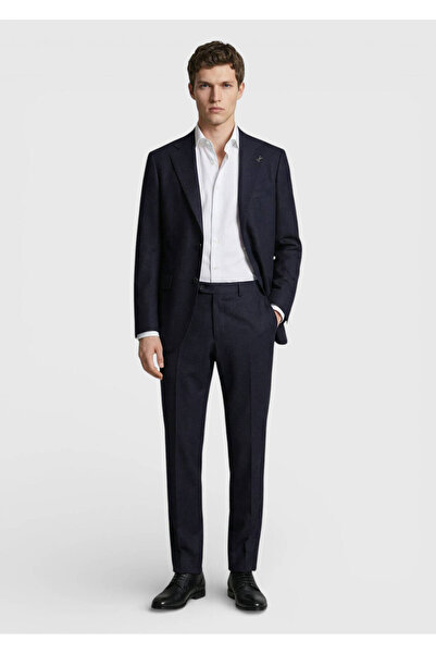 Ramsey Bordo Düz Zeroweight Slim Fit Yün Karışımlı Takım Elbise