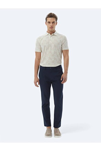 Kip Pantaloni casual din amestec de bumbac, cu țesătură simplă, albastru bleu...