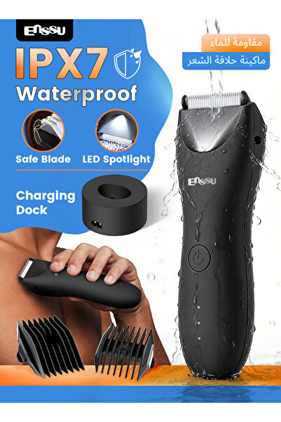 ENSSU Manscape for Men, Electric Trimmer, Waterproof Trimmer with Recharge Dock