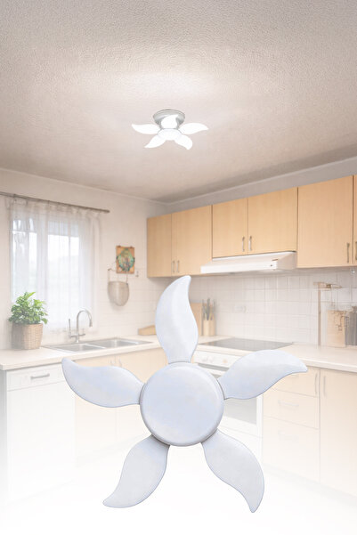 omilife Dekoratif Pervane 5 Kollu Katlanır Kanatlı 24W Led Ampul Beyaz Renk