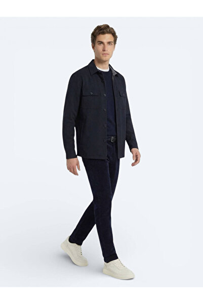 Kip Cămașă cu croiala normală bleumarin, guler, paltoane casual țesute