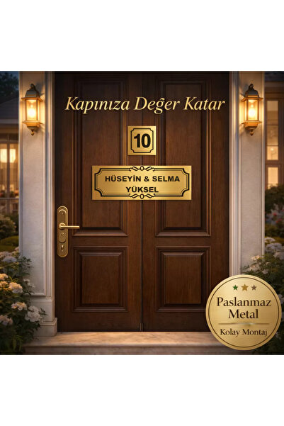 Outdoor One Kişiye Özel Kapı İsimliği Klasik Ev Dış Kapı İsimliği Çelik Kapı ...