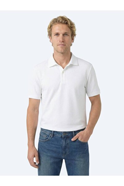 Kip Bela obična polo majica sa ovratnikom Mešavina pamuka T-shirt