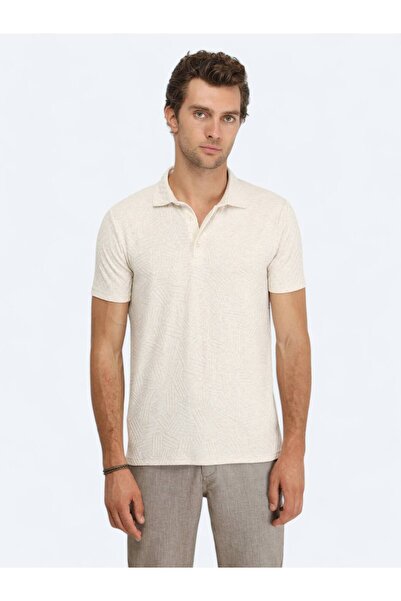 Kip Ecru Žakard Polo ovratnik Mešavina pamuka T-shirt