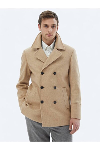 Kip Deve Tüyü Regular Fit Kruvaze Yaka Casual Örme Kaban