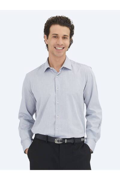 Kip Gray Regular Fit Woven Classic Cotton Blend Shirt