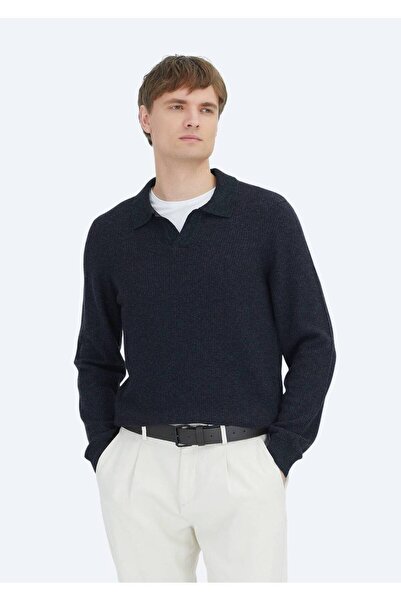 Ramsey Anthracite Polo Neck Thessaloniki Wool Blend Knitwear Sweater