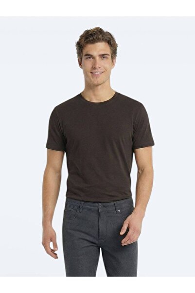 Kip Καφέ μονόχρωμο μπλουζάκι από 100% βαμβάκι