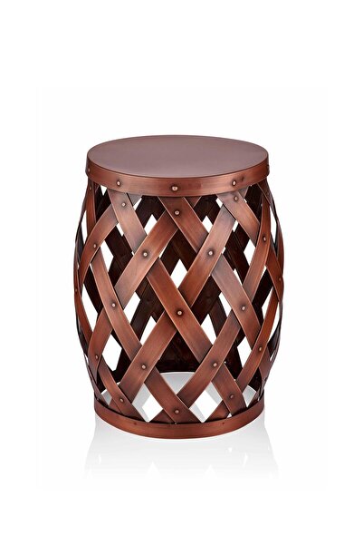 The Mia Tabure Yan Sehpa Bakır 50x35 cm