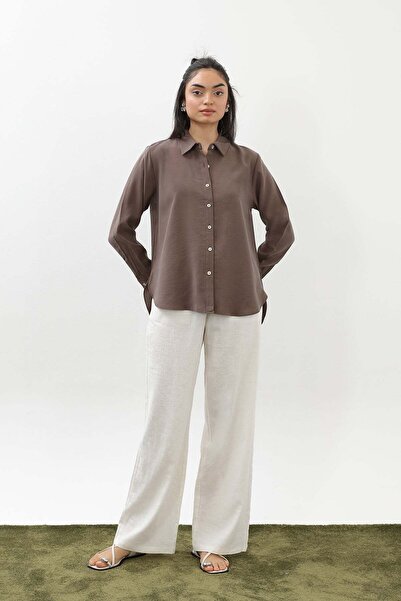 Loreen Women's Buttoned Short Shirt -20647Gml - Brown