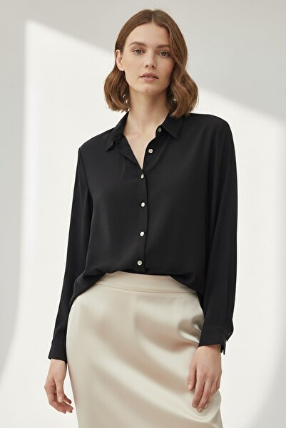 Loreen Women's Buttoned Short Shirt -20647Gml - Black