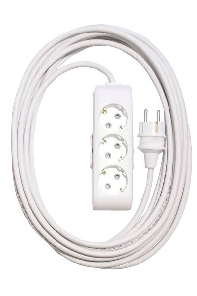 VİKO Ekonomik Beyaz 3'lü Grup Priz Topraklı Çocuk Korumalı 6 Metre Kablo (düz...