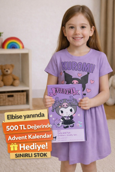 LAV MER KİDS Kuromi Kız Çocuk Elbise