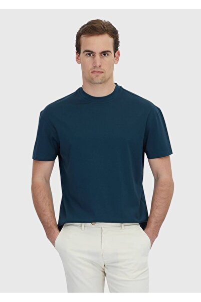 Ramsey Petrol Plain Crew Neck 100% Cotton T-Shirt