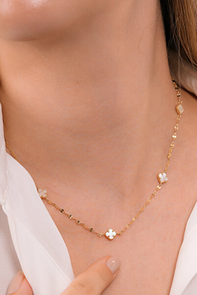 by milo jewellery 14 Ayar Pearl Clover Yonca Kolye
