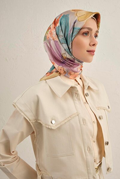 Armine Шарф з квітковим візерунком з чистого шовку твіл 9318D 06