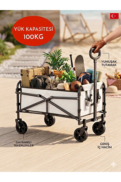 Fujika Yeni Nesil Su Geçirmez Katlanır Portatif El Arabası Kamp Piknik Plaj P...