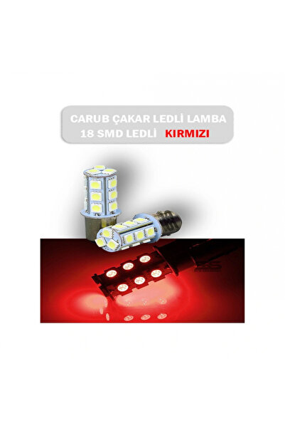 Carub Motosiklet Ve Otomobil Stop Ampul 18led 1016 Çakar Kırmızı Şaşı Tırnak 2li