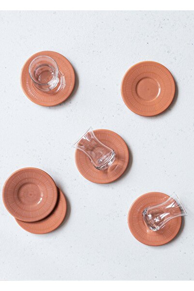 The Mia Noon Çay Tabağı 6lı Set Somon 13 cm