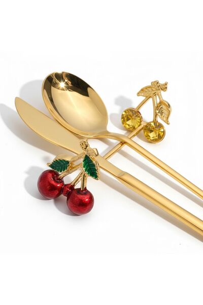 iQey Home حامل سكاكين وشوكة وملعقة من الكرز