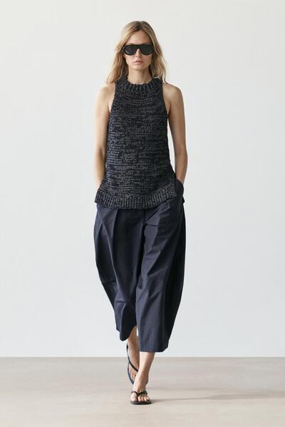 Massimo Dutti Pamuklu geniş paça pantolon