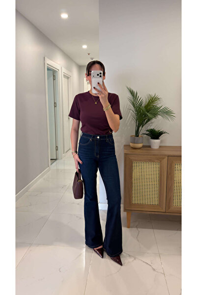 BİRCANÇİL Blugi ZR Konse bleumarin cu tăietură evazată