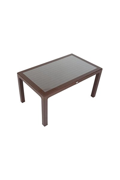 Mandella 90x150 Elit Rattan Masa (Camlı) KAHVERENGİ
